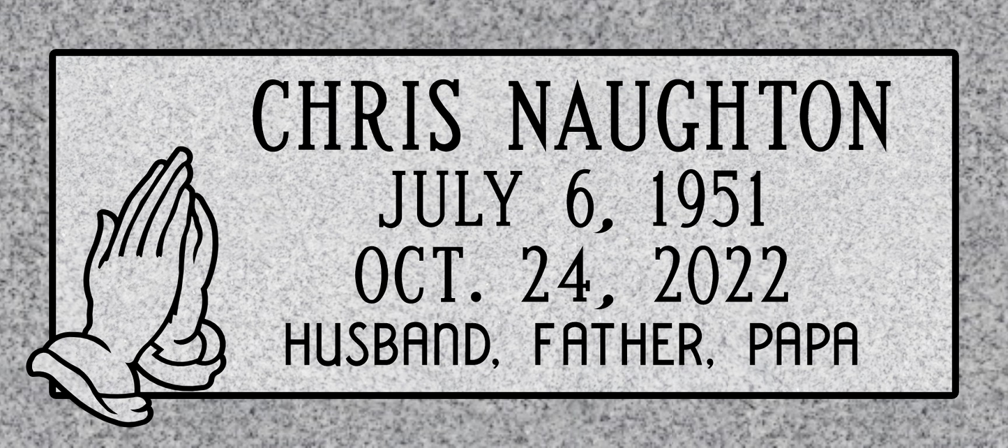 Flat Gray Granite Grass Marker 18"×8"×4"