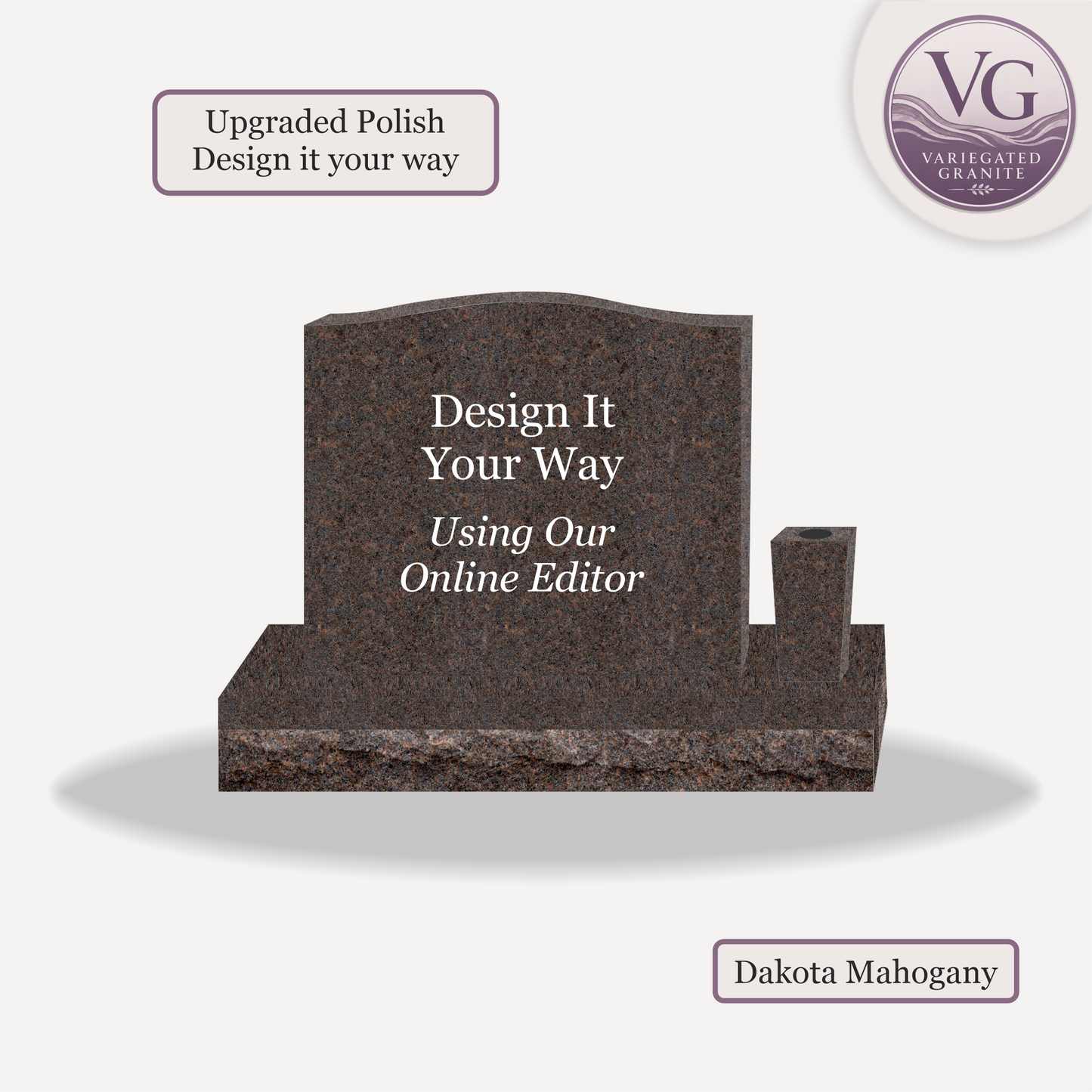 Upright Monument With 1 Vase β 28x6x24 upright on 42x12x6 Base
