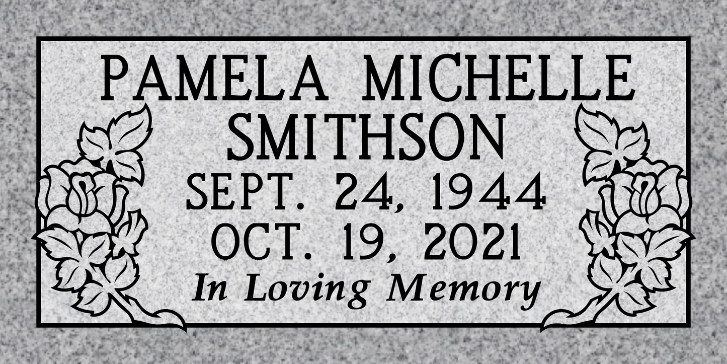 Gray Granite Headstones * Grass Level 20" Long x 10" Wide x 4" thick * $340