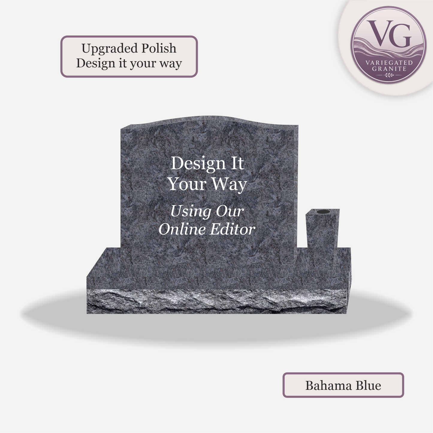 Upright Monument With 1 Vase – 28x6x24 upright on 42x12x6 Base
