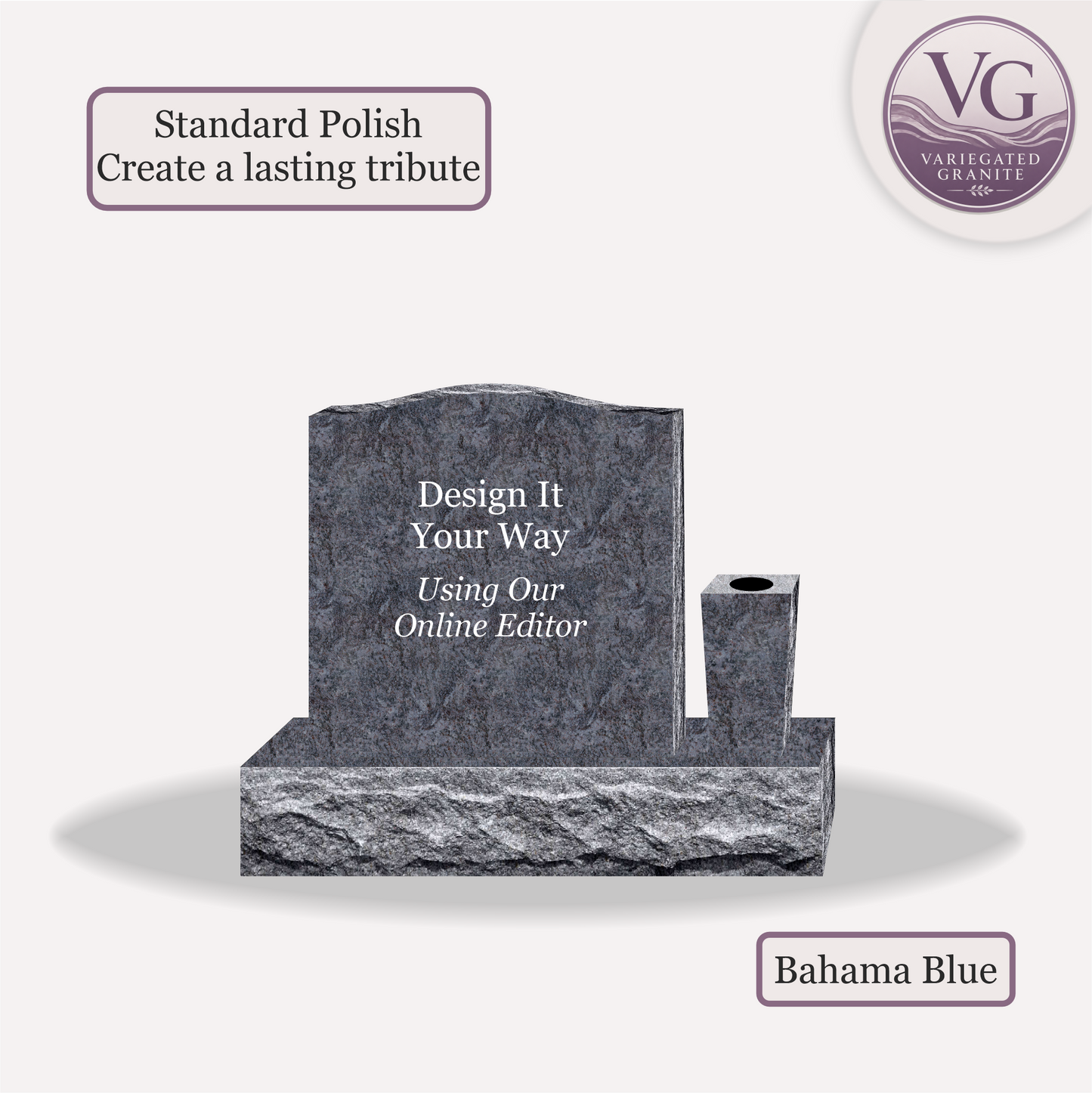 Upright Monument With 1 Vase – 20x6x20 upright on 32x12x6 Base