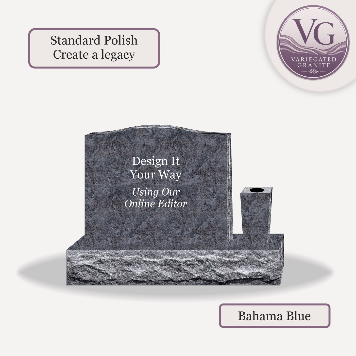 Upright Monument With 1 Vase – 24x6x20 upright on 36x12x6 Base