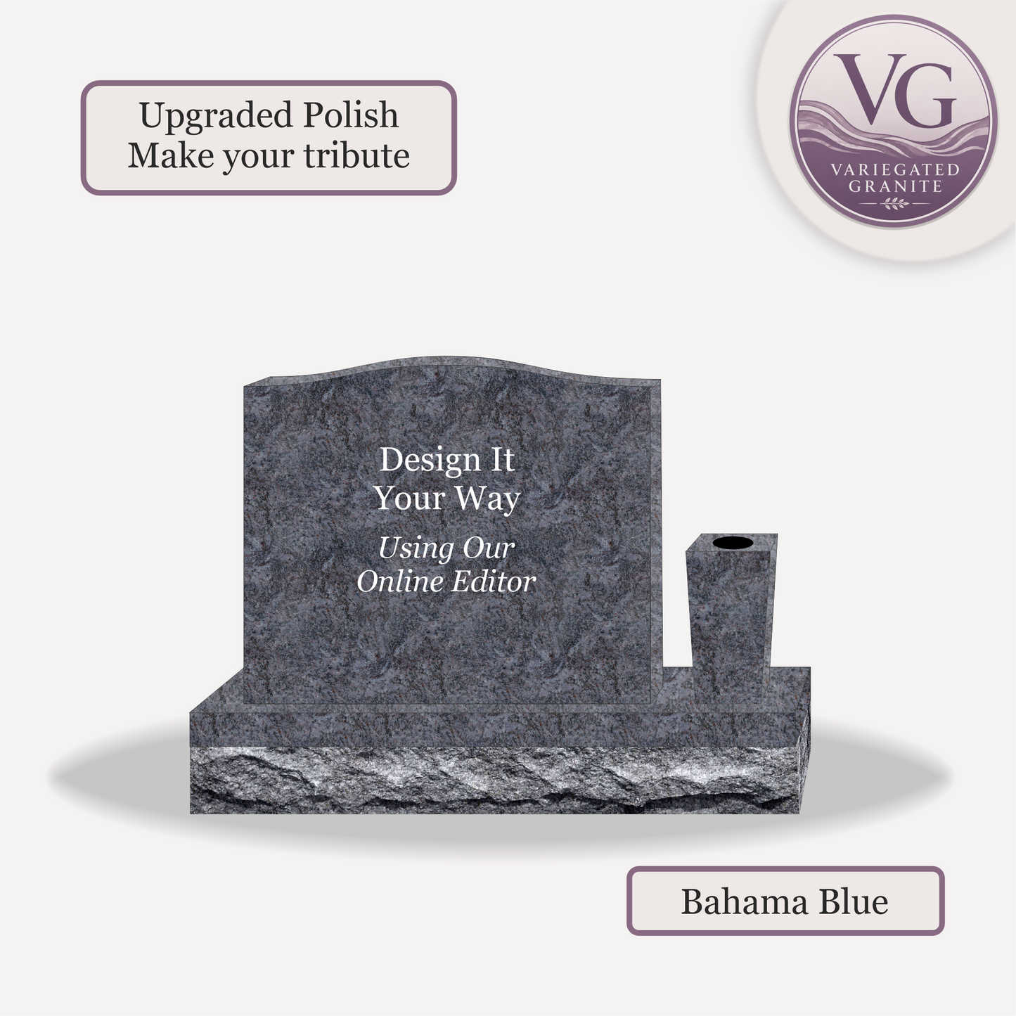 Upright Monument With 1 Vase – 24x6x20 upright on 36x12x6 Base