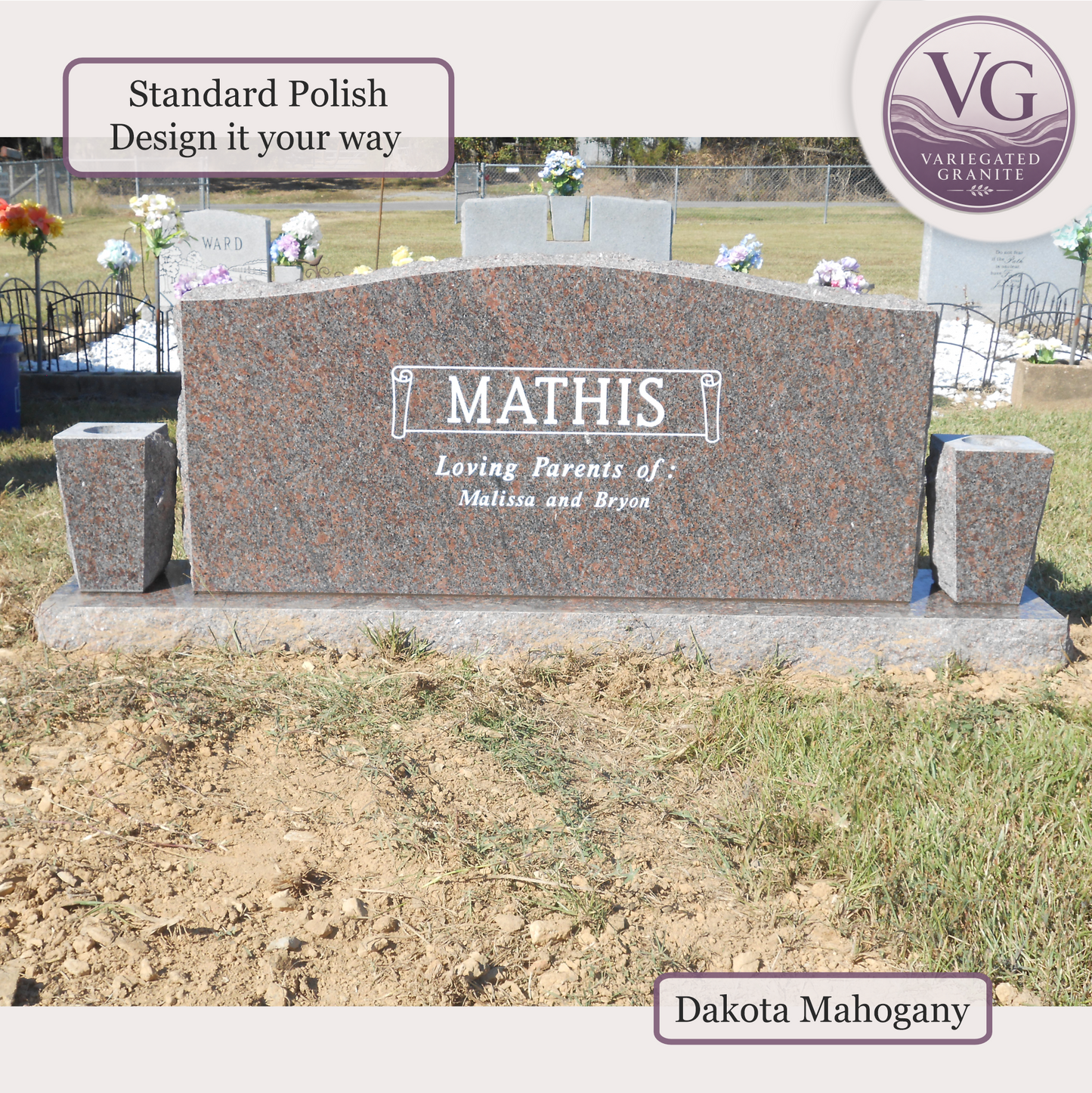 Companion Monument With 2 Vases – 48x6x22 upright on 66x12x6 Base