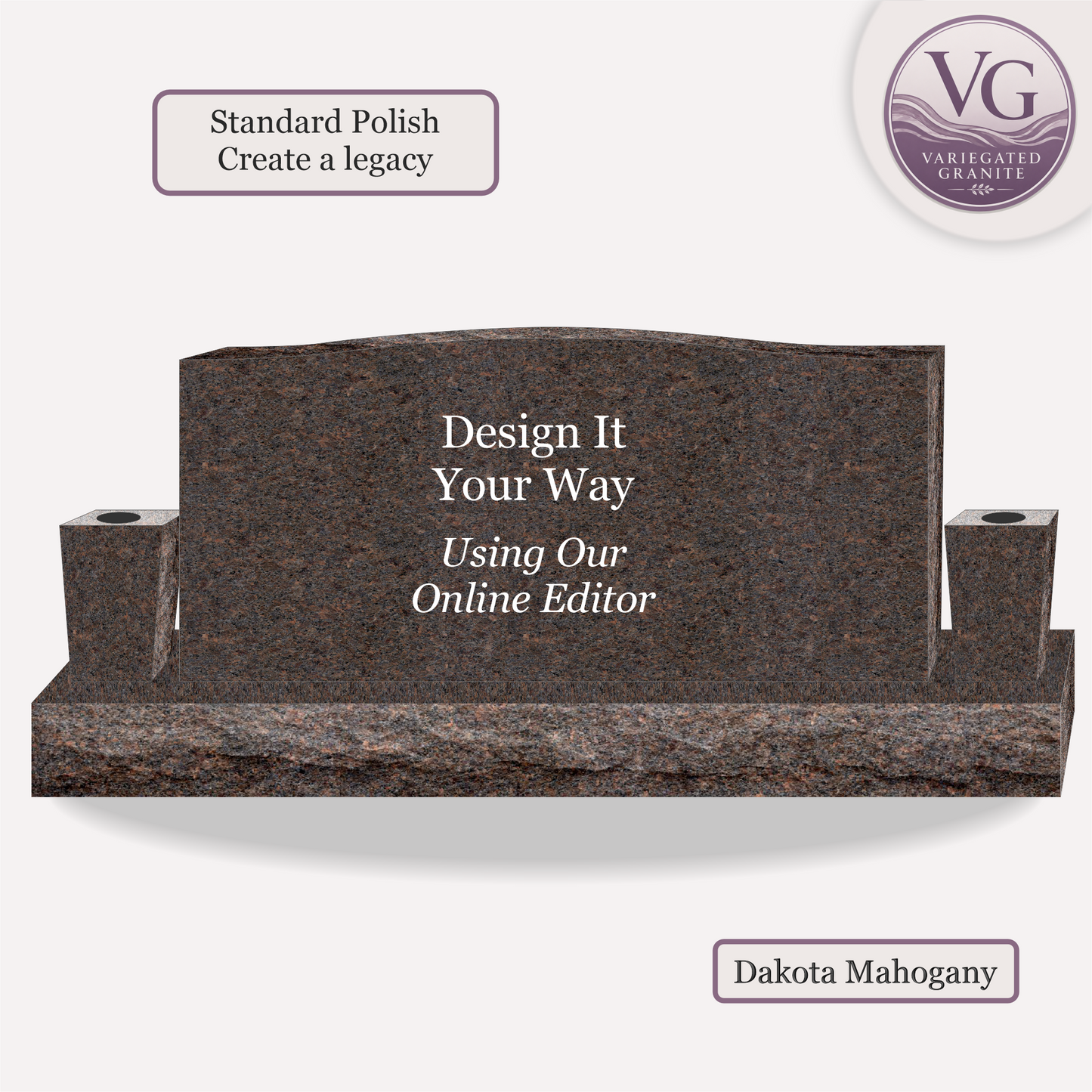 Companion Monument With 2 Vases – 48x6x22 upright on 66x12x6 Base