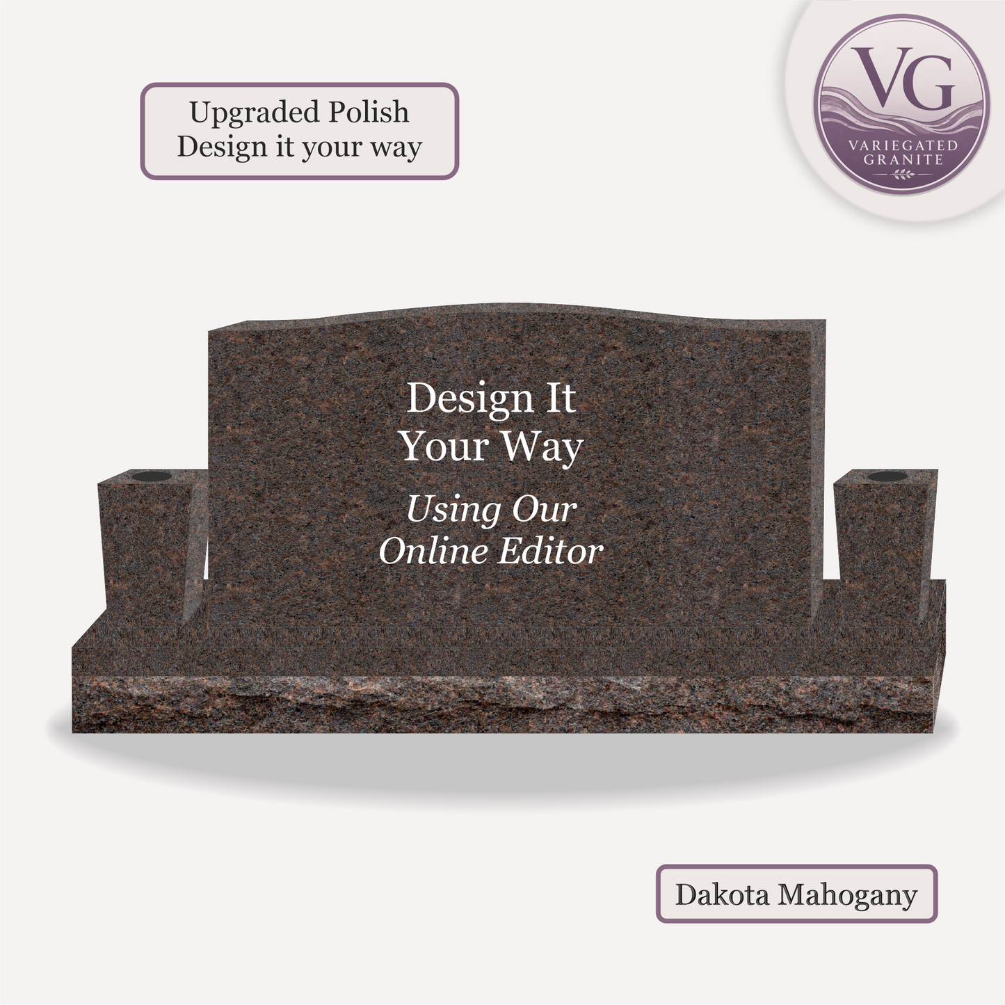 Companion Monument With 2 Vases – 42x6x22 upright on 60x12x6 Base