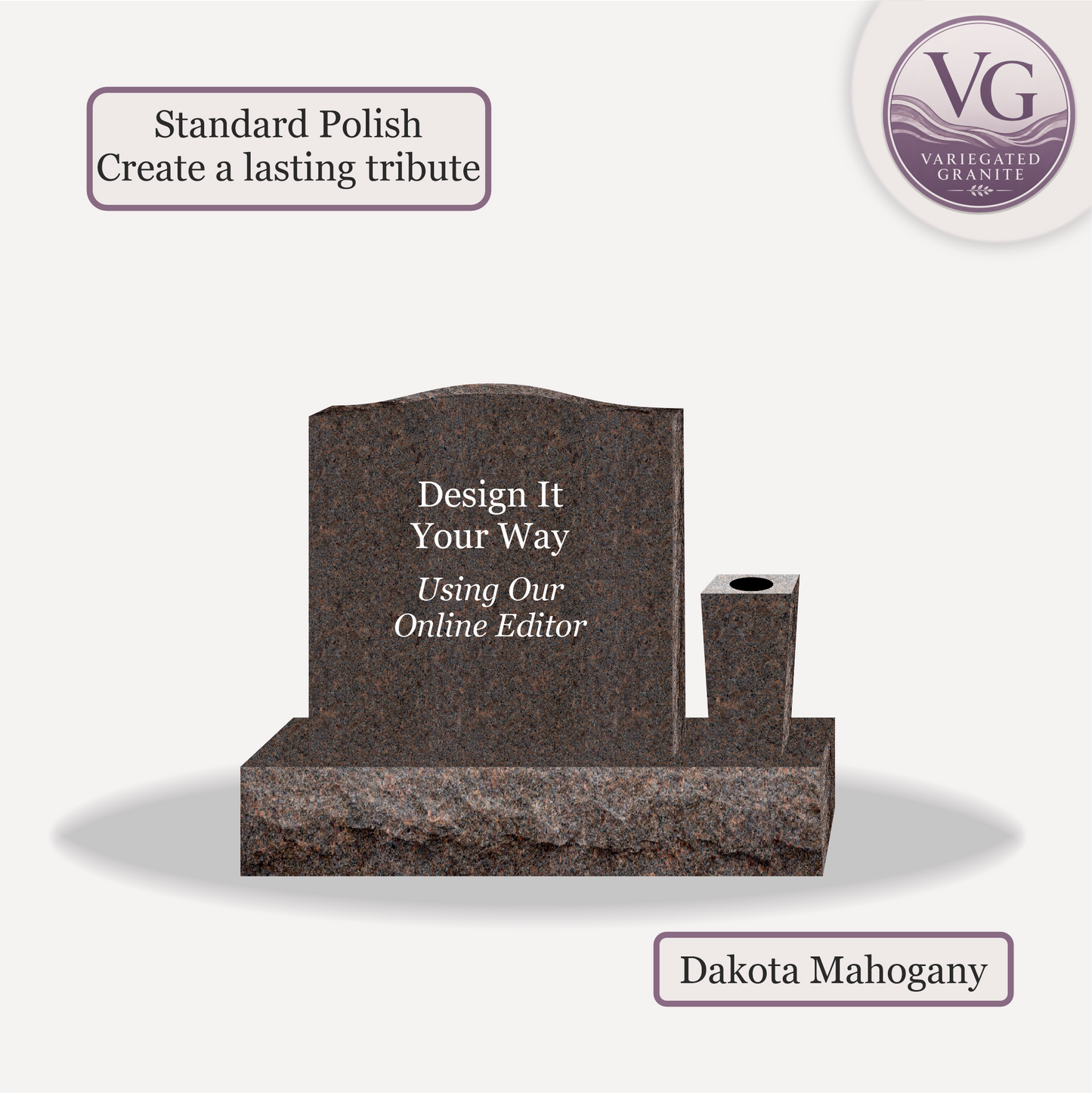 Upright Monument With 1 Vase – 20x6x20 upright on 32x12x6 Base