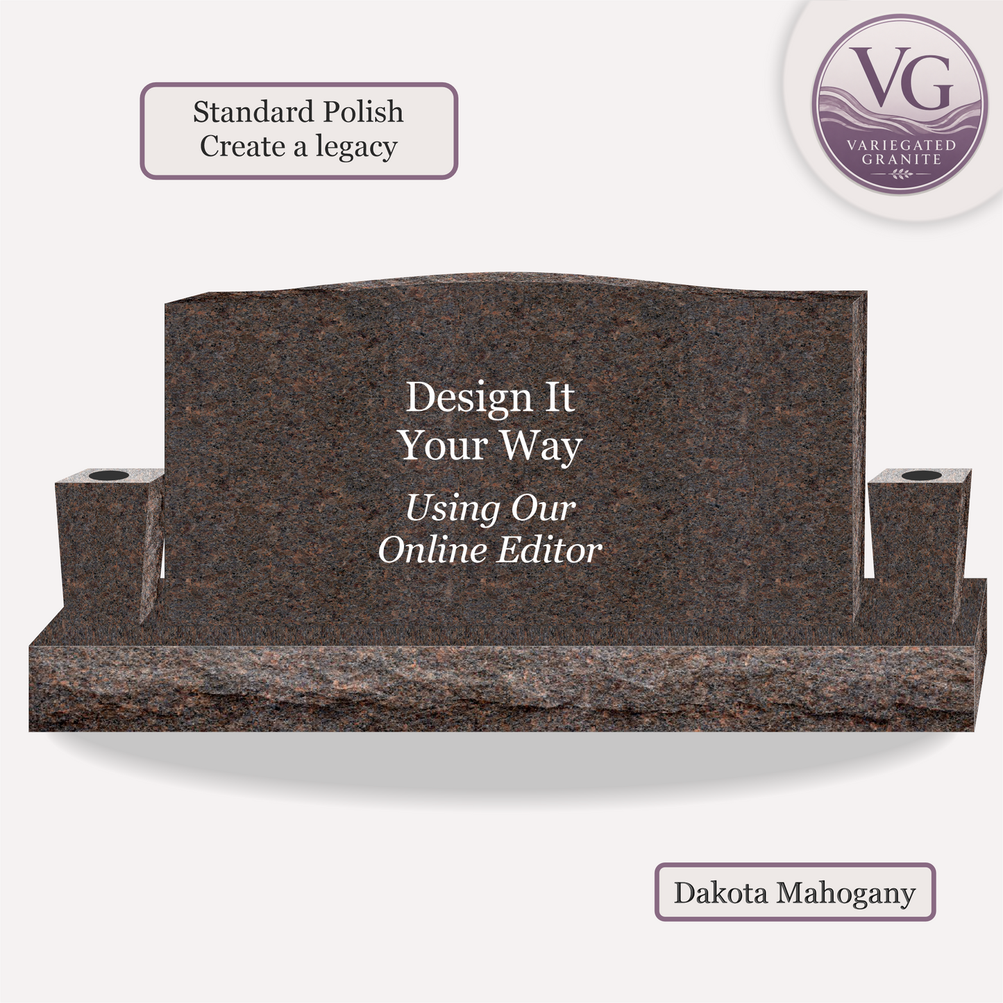 Companion Monument With 2 Vases – 48x6x24 upright on 66x12x6 Base