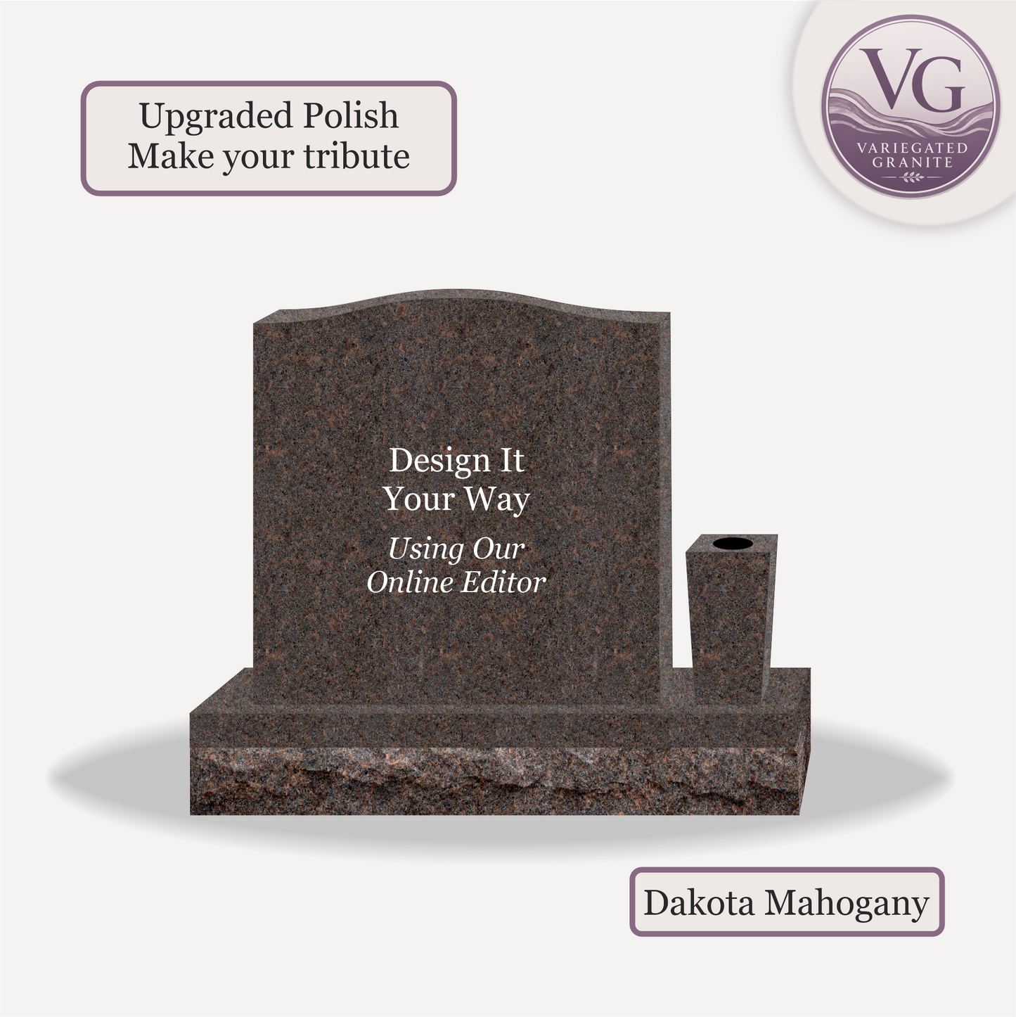 Upright Monument With 1 Vase – 24x6x24 upright on 36x12x6 Base
