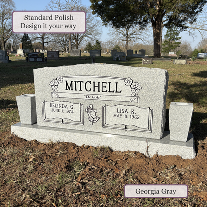 Companion Monument With 2 Vases – 42x6x20 upright on 60x12x6 Base