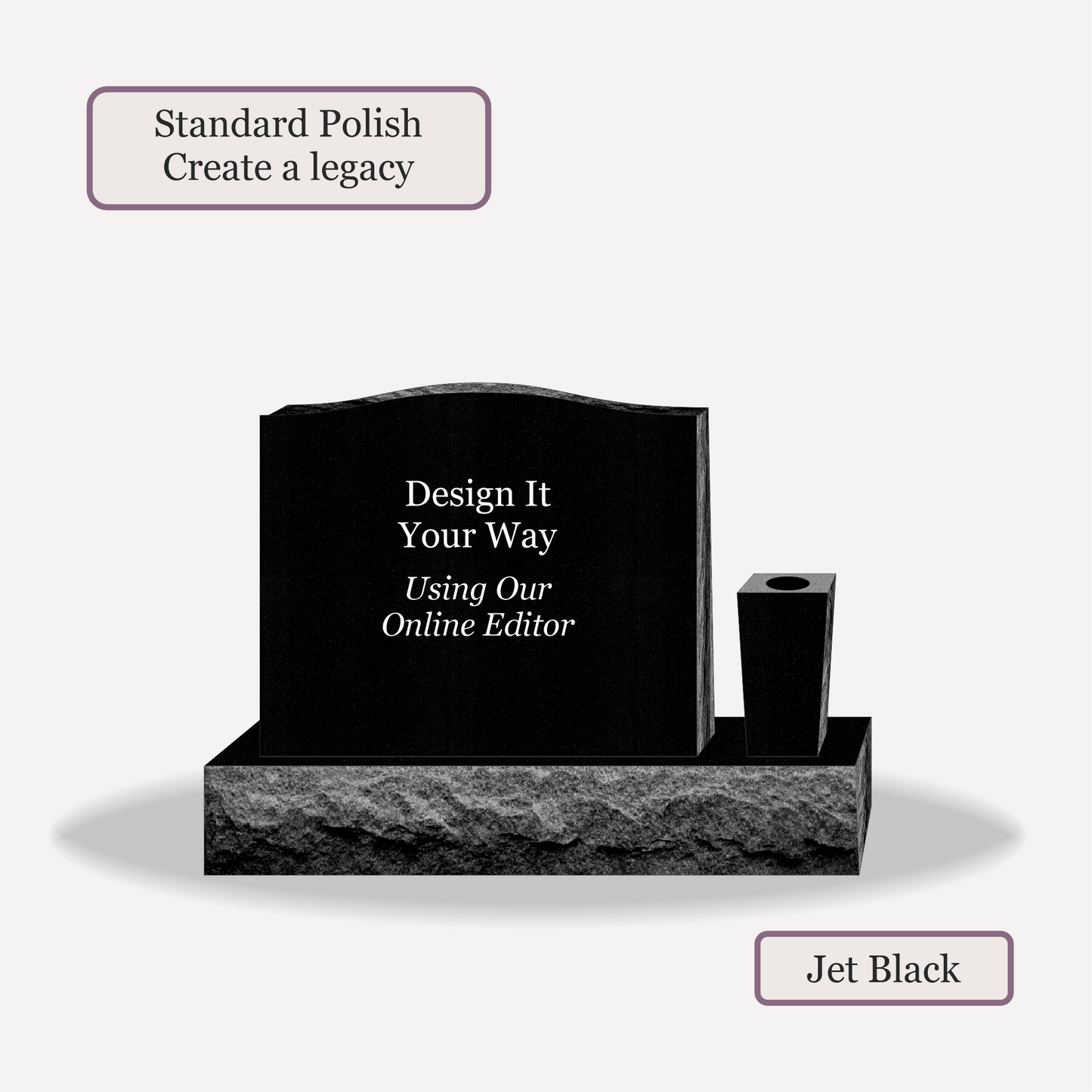 Upright Monument With 1 Vase – 24x6x20 upright on 36x12x6 Base