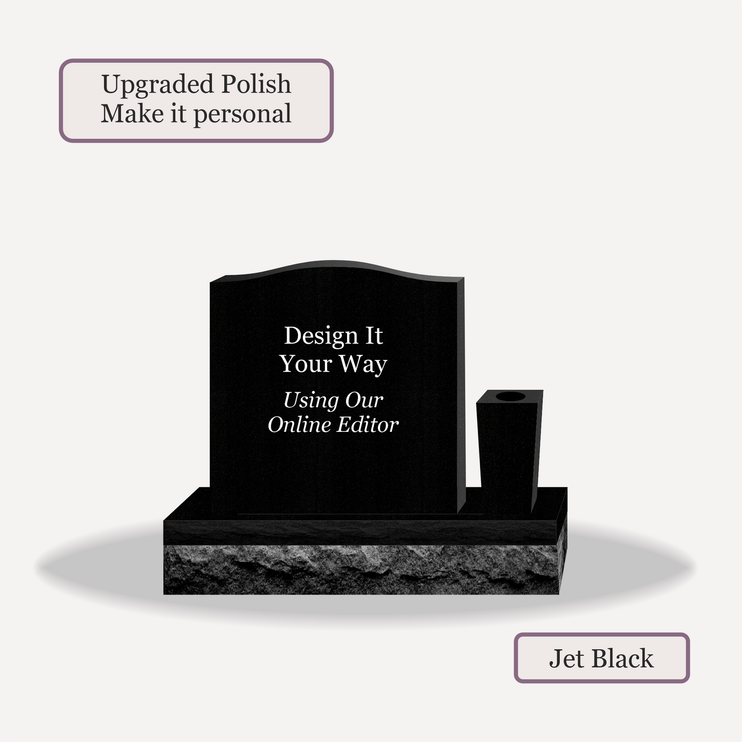 Upright Monument With 1 Vase – 20x6x20 upright on 32x12x6 Base