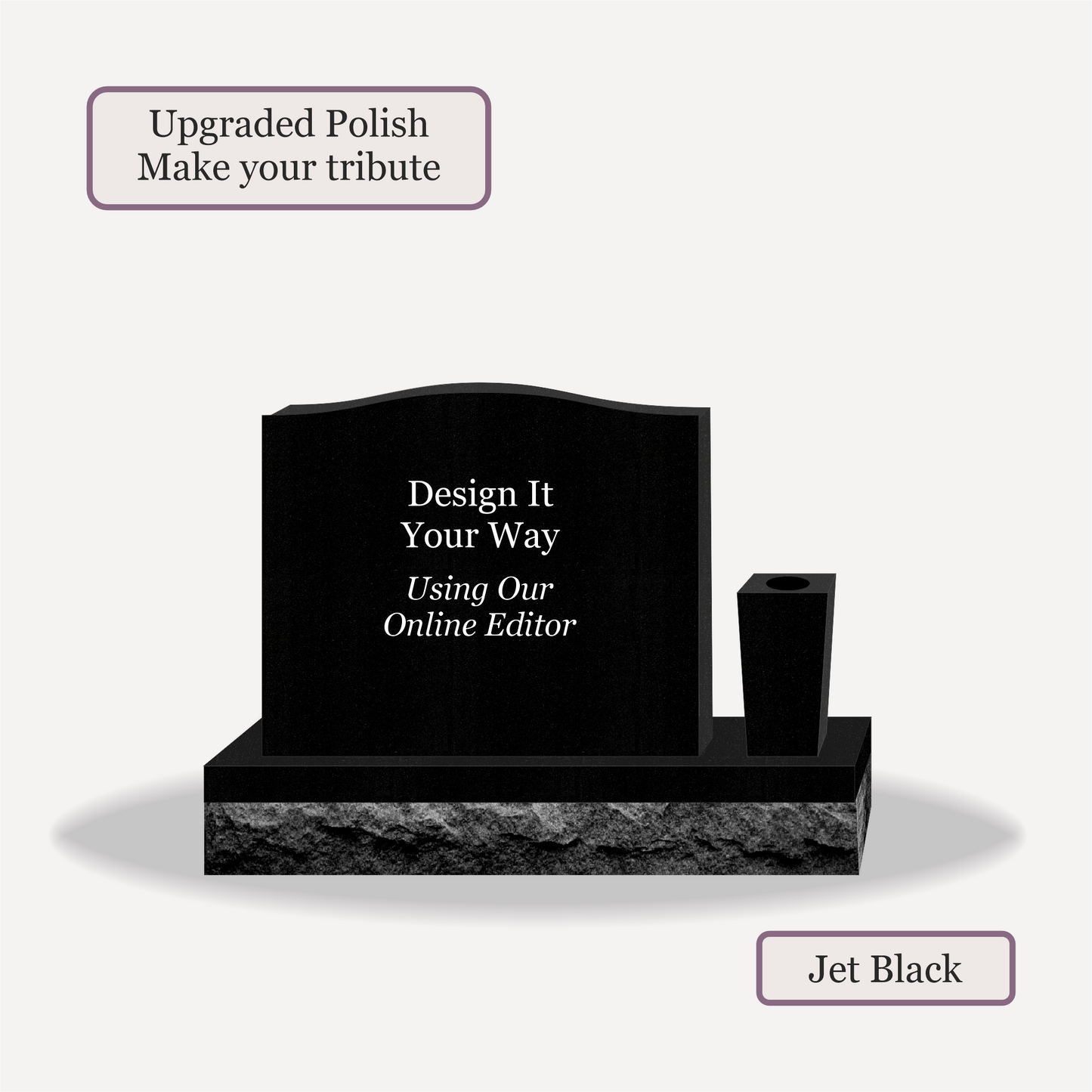 Upright Monument With 1 Vase – 24x6x20 upright on 36x12x6 Base